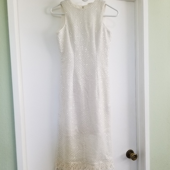 open lace back dress Solea White Sequin Mini Dress